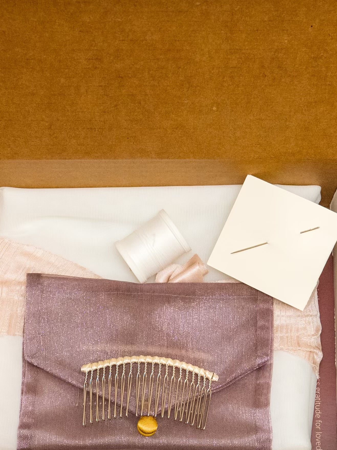 all materials needed to sew and cut your own wedding veil