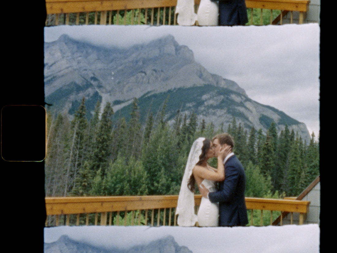 banff national park wedding with bride in mantilla lace veil