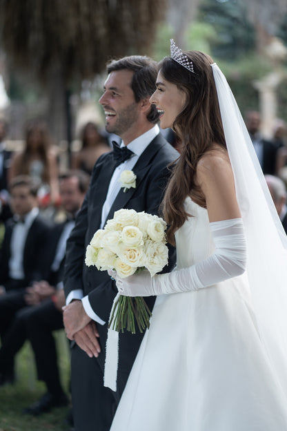 Two Tier Minimalist Wedding Veil with Blusher, Double Layer Simple Bridal Veil