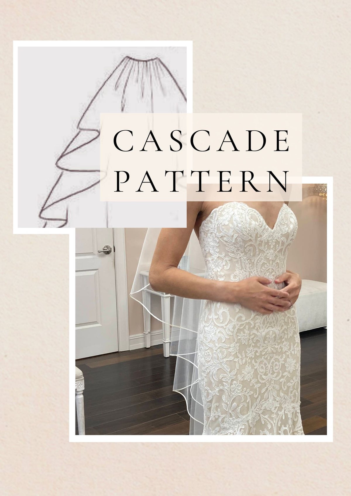 Viel Pattern DIY Cascade Ribbon Edge Fingertip Wedding Veil Pattern, Waterfall Veil ...