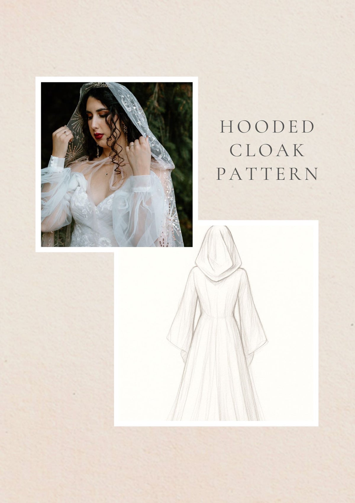 DIY Hooded Cape Cloak Pattern PDF Tutorial – One Blushing Bride Custom ...