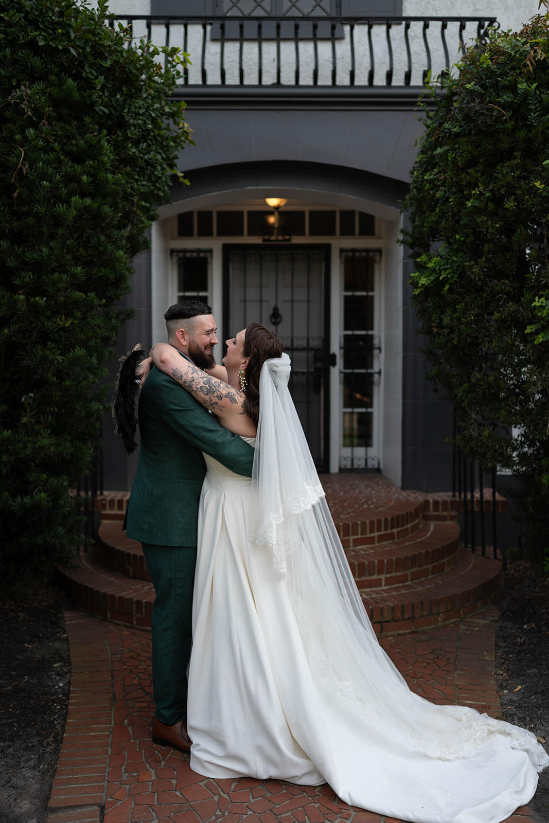 blusher Juliet cap wedding veil with lace retro vintage style