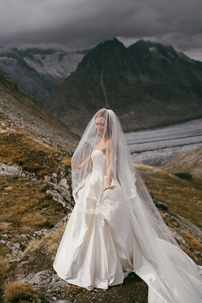 long cathedral length wedding veil with lace