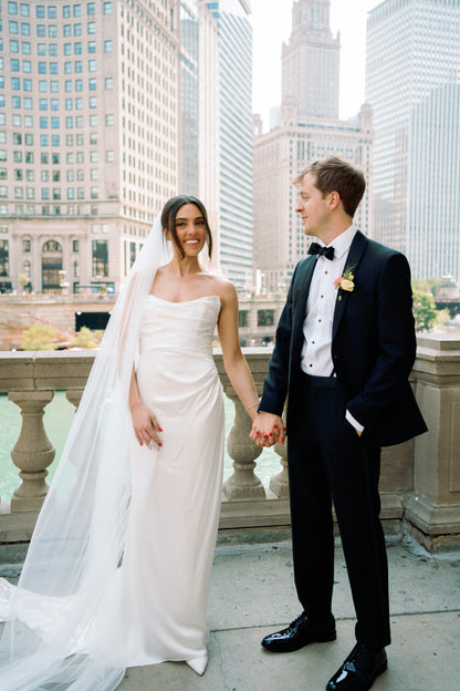 English Net Cathedral Wedding Veil, Single Tier Raw Edge Bridal Veil