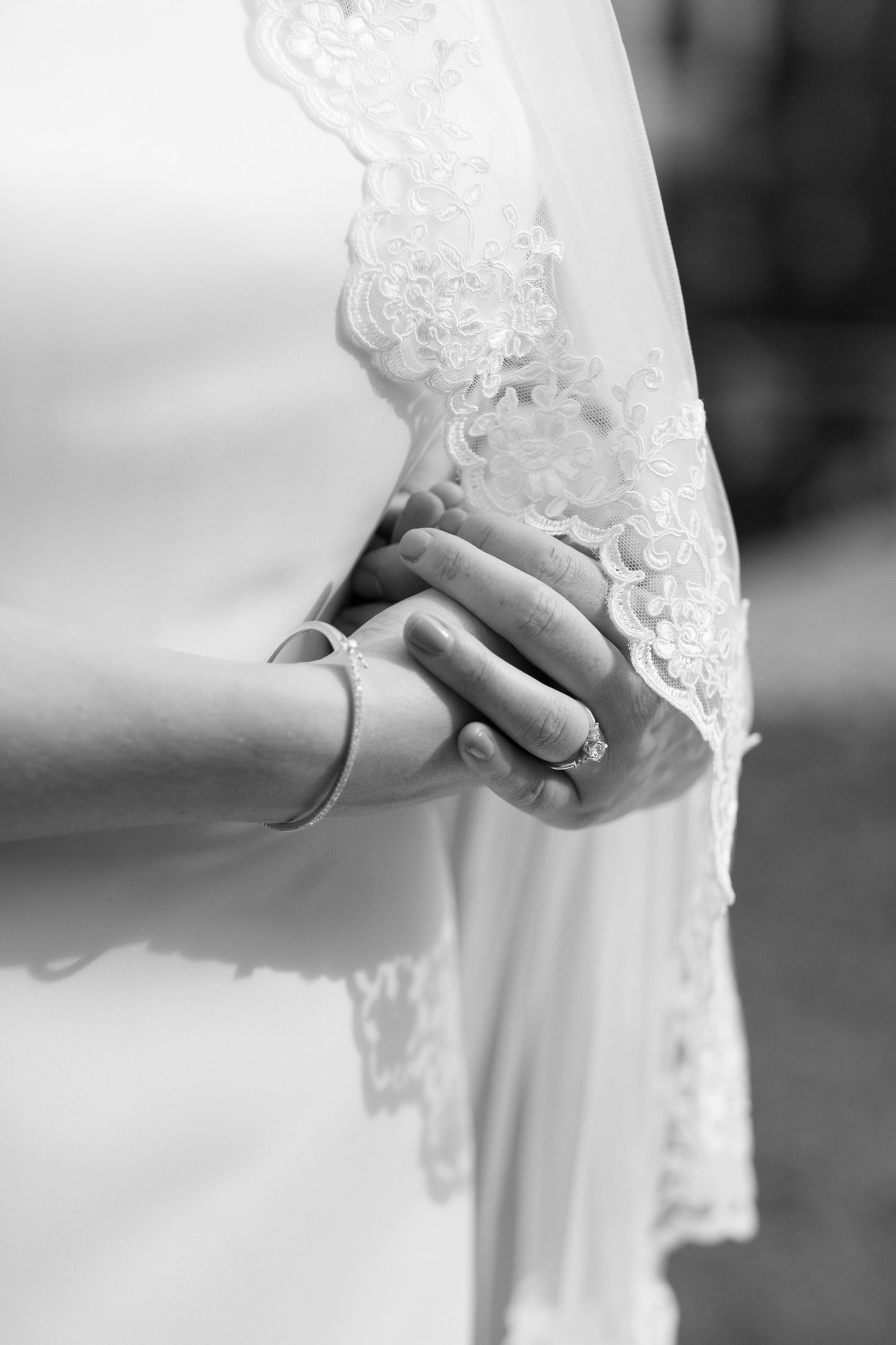 romantic lace trimmed scallop wedding veil  with small florals