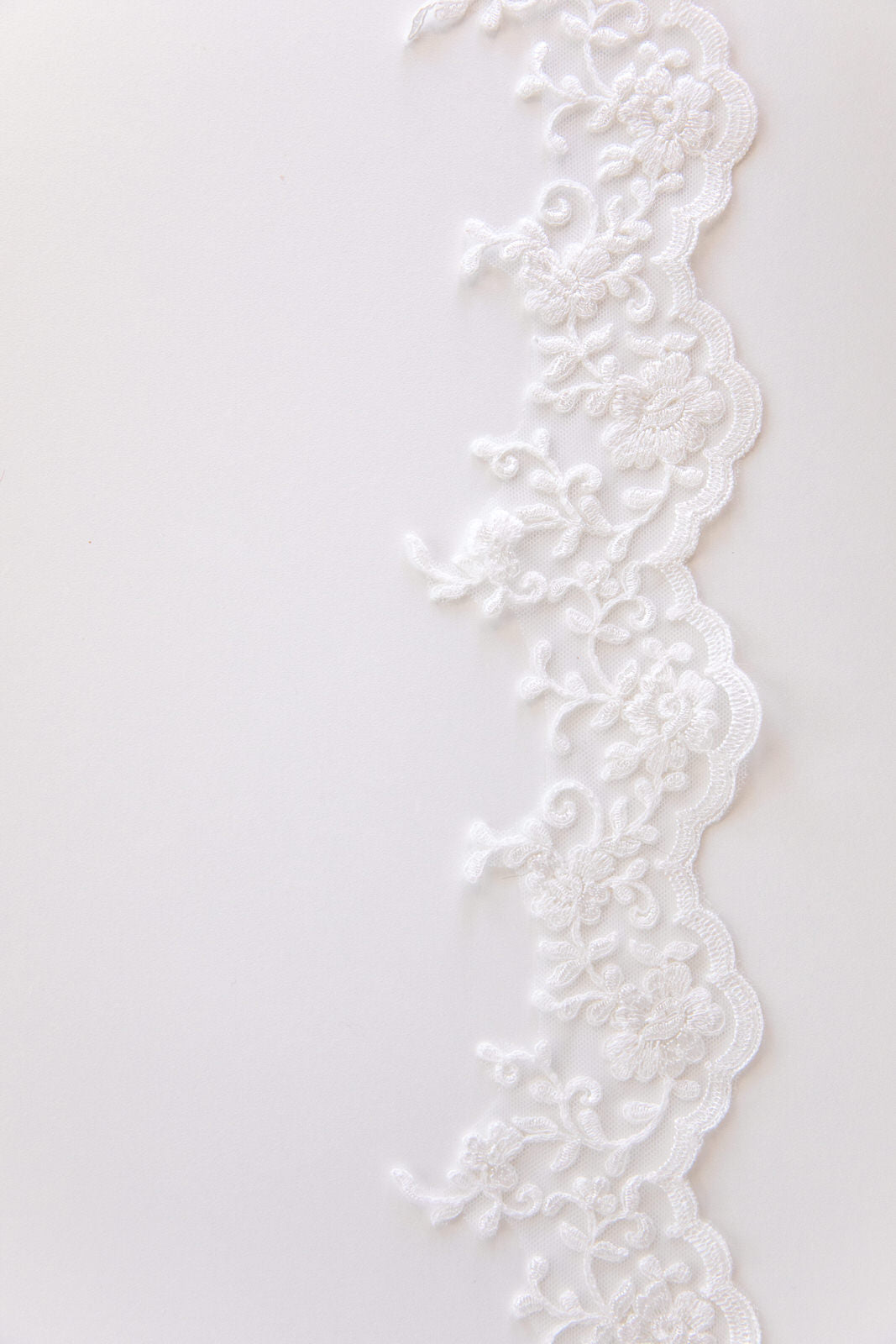 romantic and soft floral scallop french lace trim bridal edging for custom veils and bridal accessories