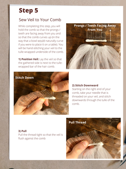 diy cap sewing pattern for veil with comb for  brides 